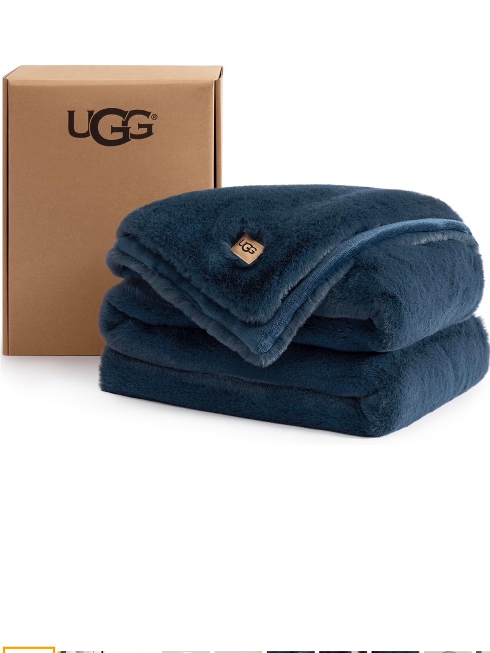UGG Euphoria Throw Blanket, Plush Faux Fur Blanket, 50" x 70", Indigo Blue NEW